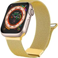 Mobigear Milanese Watch bandje geschikt voor Apple Watch Bandje Magneetsluiting | Luxury Loop - 49/46/45/44 mm - Goud