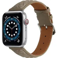 Mobigear Leren Watch bandje geschikt voor Apple Watch Bandje Gespsluiting | Genova - 42/41/40/38 mm - Grijs