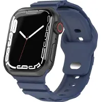Mobigear Siliconen Watch bandje geschikt voor Apple Watch Bandje Druksluiting | Sport Armor - 42/41/40/38 mm - Blauw