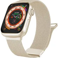 Mobigear Milanese Watch bandje geschikt voor Apple Watch Bandje Magneetsluiting | Luxury Loop - 42/41/40/38 mm - Sterrenlicht