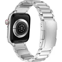 Mobigear Titanium Watch bandje geschikt voor Apple Watch Bandje Vouwsluiting | Brisbane - 42/41/40/38 mm - Zilver