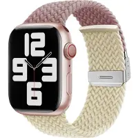 Mobigear Nylon Watch bandje geschikt voor Apple Watch Bandje Klemsluiting | Braided Dual - 49/46/45/44 mm - Paars / Sterrenlicht