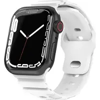 Mobigear Siliconen Watch bandje geschikt voor Apple Watch Bandje Druksluiting | Sport Armor - 42/41/40/38 mm - Wit