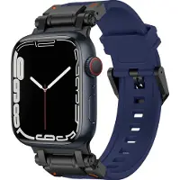 Mobigear Siliconen Watch bandje geschikt voor Apple Watch Bandje Gespsluiting | Explorer - 49/46/45/44 mm - Zwart / Blauw