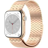 Mobigear Stalen Watch bandje geschikt voor Apple Watch Bandje Magneetsluiting | London - 49/46/45/44 mm - Roségoud