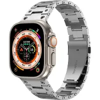 Mobigear Stalen Watch bandje geschikt voor Apple Watch Bandje Vouwsluiting | Amsterdam - 49/46/45/44 mm - Zilver