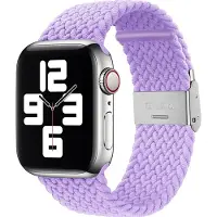 Mobigear Nylon Watch bandje geschikt voor Apple Watch Bandje Klemsluiting | Braided - 49/46/45/44 mm - Paars