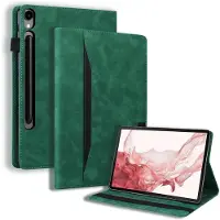 Mobigear Tablethoes geschikt voor Samsung Galaxy Tab S10 FE Plus Hoes | Folio Bookcase | Pasjeshouder voor 3 Pasjes | Telefoonhoesje voor Pinpas / OV Kaart / Rijbewijs - Groen