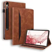 Mobigear Tablethoes geschikt voor Samsung Galaxy Tab S10 FE Plus Hoes | Folio Bookcase | Pasjeshouder voor 3 Pasjes | Telefoonhoesje voor Pinpas / OV Kaart / Rijbewijs - Bruin