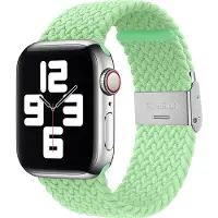 Mobigear Nylon Watch bandje geschikt voor Apple Watch Bandje Klemsluiting | Braided - 42/41/40/38 mm - Lime