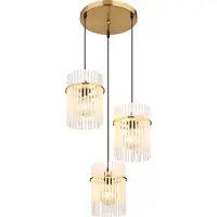 Globo Gouden hanglamp Gorley rond met glas 3-lichts