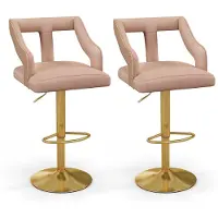 Costway Set van 2 barkrukken, draaibare barstoelen, 63-85 cm, in hoogte verstelbaar, keukenkruk van fluweel met voetensteun en rugleuning, barkruk voor eetkamer, bar, restaurant