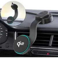 Xssive Telefoonhouder Auto Zuignap - Dashboard of Voorruit - Geschikt voor MagSafe Autohouder Oplader - Qi2 15W Draadloze Snellader - GSM Houder Auto Telefoonhouder - Magneet