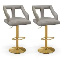 Costway Set van 2 barkrukken, draaibare barstoelen, 63-85 cm, in hoogte verstelbaar, keukenkruk van fluweel met voetensteun en rugleuning, barkruk voor eetkamer, bar, restaurant
