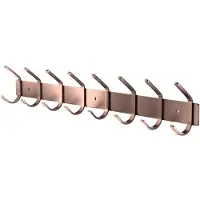 TOJ 16 Haaks Wandkapstok – 62cm - Muur / Wand Kapstok - Hangende Design Muurkapstok - Handdoekrek - RVS - Rosé Goud