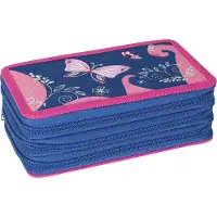 Eberhard Faber - schooletui gevuld - 36-delig - 3-laags - vlinders - blauw/roze - EF-577470