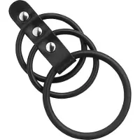 Rimba Penisartikel met Rubberen Ringen 50 en 40 mm Zwart Leer 3-Rings