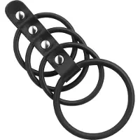 Rimba Penisartikel met Rubberen Ringen 50 en 40 mm Zwart Leer 4-Rings