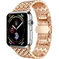 Mobigear Stalen Watch bandje geschikt voor Apple Watch Bandje Vouwsluiting | Dragon - 49/46/45/44 mm - Roségoud