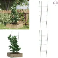 vidaXL Plantensteunen 5 st met 4 ringen 90 cm staal groen