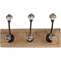 Clayre & Eef Wandkapstok 3 Haken 31x10x16 cm Bruin Hout