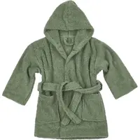 Meyco basic badstof badjas forest green Groen Jongens/Meisjes Katoen Capuchon - maat 86/92