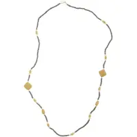 Behave – Lange ketting okergeel taupe – Boho look – Zomerse stijl