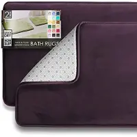 Clark Clara Badkamer, Velvet Memory Foam Mat, Antislip Badmatten Ultrazacht, antislip en absorberend badkamertapijt, fluwelen fleeceschuim, donkerpaars, 17 x 24 + 20 x 32, 2