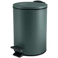 Spirella Pedaalemmer Cannes - donkergroen - 3 liter - metaal - L17 x H25 cm - soft-close - toilet/badkamer - Pedaalemmer