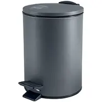 Spirella Pedaalemmer Cannes - donkergrijs - 3 liter - metaal - L17 x H25 cm - soft-close - toilet/badkamer - Pedaalemmer