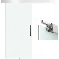 HOMCOM Schuifdeur alu/veiligheidsglas eenzijdig gesatineerd 205 x 102,5cm