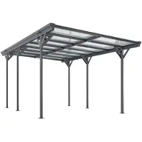 Juskys Terrasdak / Carport - Platdak - 5 x 3 m - Donkergrijs