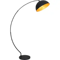 Globo Lighting Gebogen zwarte vloerlamp goudgevoerd Globo Gottfried