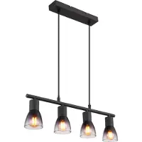 Globo Zwarte hanglamp Satella 4-lichts
