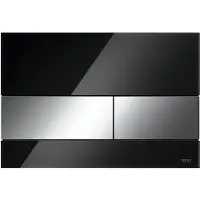 Tece Square Bedieningsplaat Glas Zwart - Toetsen Glanzend Chroom - Glas - Toiletten, Bedieningspanelen - 4027255022379
