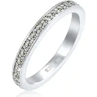 Elli - Elli Ringen Dames Band Ring Elegant Filigraan Zwart met Kristallen in 925 Sterling Zilver Verguld