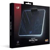 Lexip Madara "Destruction" harde Gaming muismat - Exclusief Naruto Shippuden anime design - 35 x 26 cm harde muismat - USB Kabel voor RGB verlichting - zwart, blauw