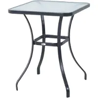 Outsunny Tuintafel glazen tafel bistrotafel balkon gehard glas + metaal 68,5 x 68,5 cm zwart