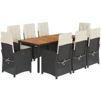 vidaXL 9-delige Tuinset poly rattan zwart