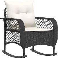 vidaXL Tuinschommelstoel met kussens poly rattan zwart