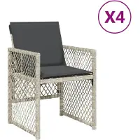 The Living Store Tuinset - Tuinstoelen - Tuinstoelen 4 st met kussens poly rattan lichtgrijs - Lounge Set - Buitendecoratie - Outdoor Furniture