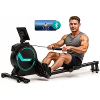 FITAGE Roeitrainer - Roeimachine 16 Weerstandniveaus - Roeiapparaat met Trainingsprogrammas en App - Roeitrainers - Inklapbaar