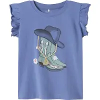 Name it MINI T-shirt blauw Meisjes Stretchkatoen Ronde hals Effen - maat 116
