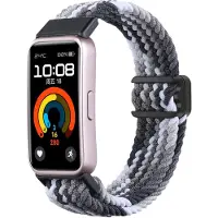 Strap-it Zacht gevlochten nylon bandje - geschikt voor de Huawei Band 8 / Band 9 / Band 10 (mandala zwart)