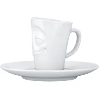 Fiftyeight espresso kop en schotel 80 ml met gelukkig gezicht