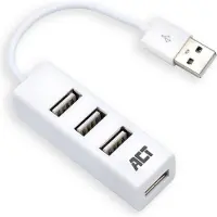 ACT USB hub met 4 poorten - USB2.0 - busgevoed / wit - 0,10 meter