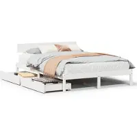 vidaXL Bedframe zonder matras massief grenenhout wit 150x200 cm