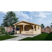 Interflex Blokhut 4x4+2 440x645x265cm met Veranda 200 cm Wanddikte 50 mm