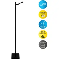 Näve LED-vloerlamp Lupa, dimbaar, zwart, Woon-/ Eetkamer, metaal, Modern, LED vloerlamp