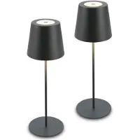 B.K.Licht - Set van 2 Tafellampen - oplaadbar buitenlampen - IP44 - warm wit licht 2.700 K - dimbaar - met USB - antraciet - 12 x 36 cm